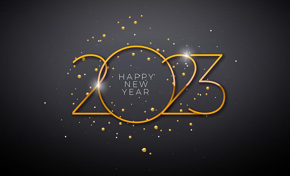 2023年新年快乐插图-带金色数字标记背景