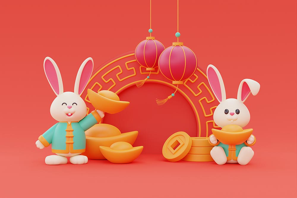 兔子庆祝中国新年高清大图
