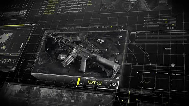 军事科技UI界面HUD动画元素AE模板 Dark Digital Technology Slides