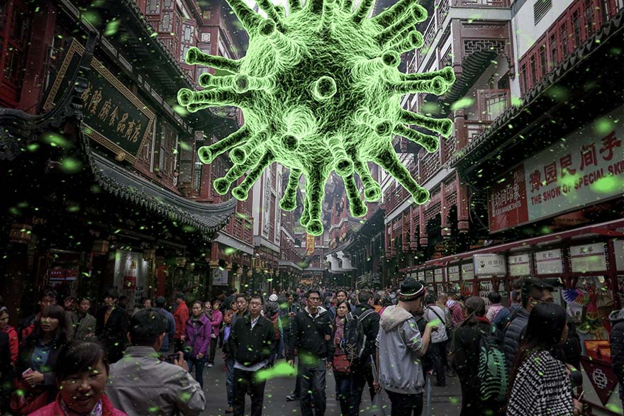 coronavirus-冠状病毒 病毒 流感大流行 中国 疾病 卫生 爆发 疫情 道路 晕 高清大图
