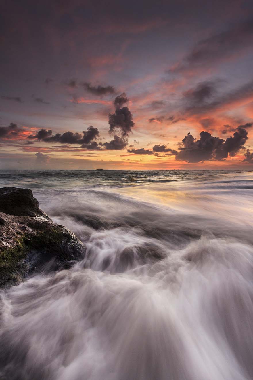 sunset-日落 波 海滩 海 天空 水 地平线 放松 风景 高清大图