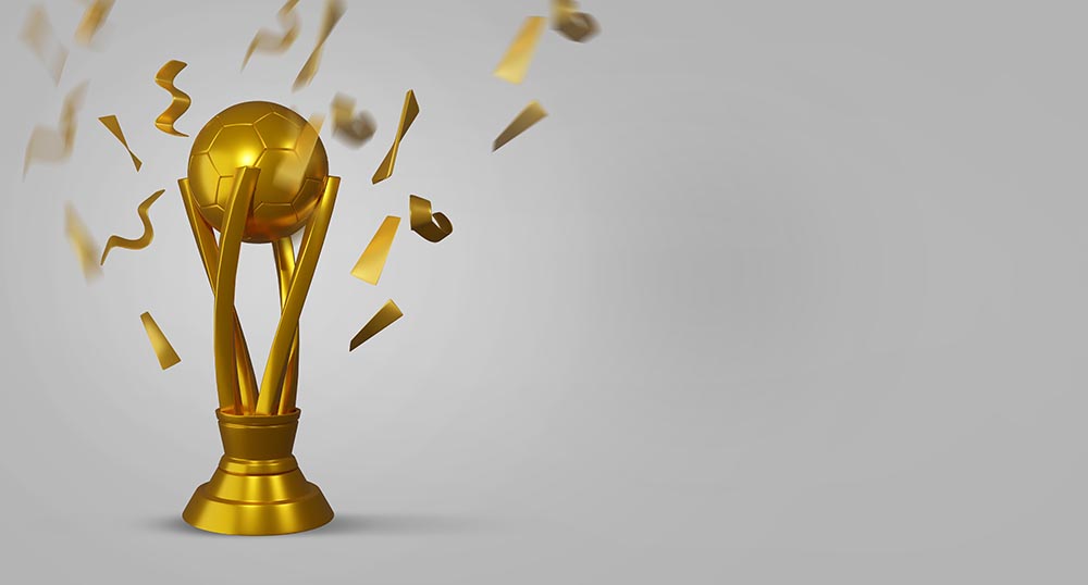 足球锦标赛金色奖杯背景图