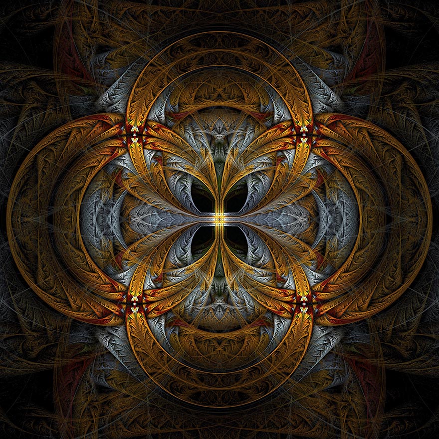 fractal-分形 艺术 抽象 模式 幻想 纹理 曼陀罗 想象力 几何 图形 背景 蓝金