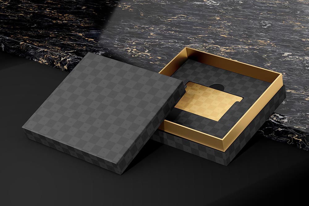 金色信用卡盒样机PSD源文件