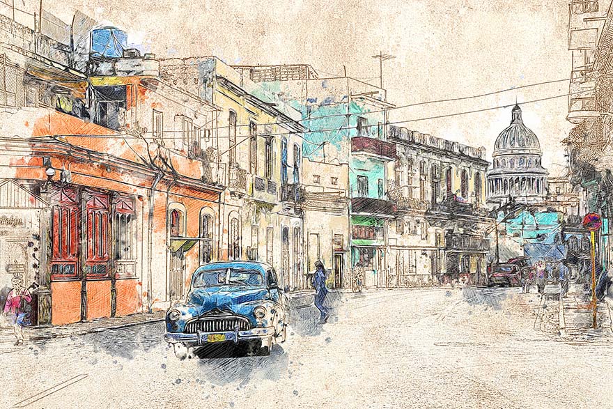 古巴哈瓦那街头怀旧汽车