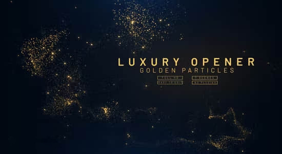 大气金色粒子背景颁奖典礼文字标题开场片头动画AE模板 Luxury Awards Titles