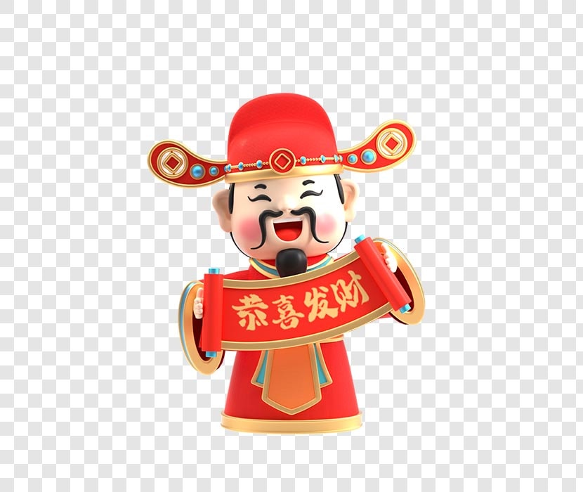 C4D中国风国潮财神爷财神3d元素素材