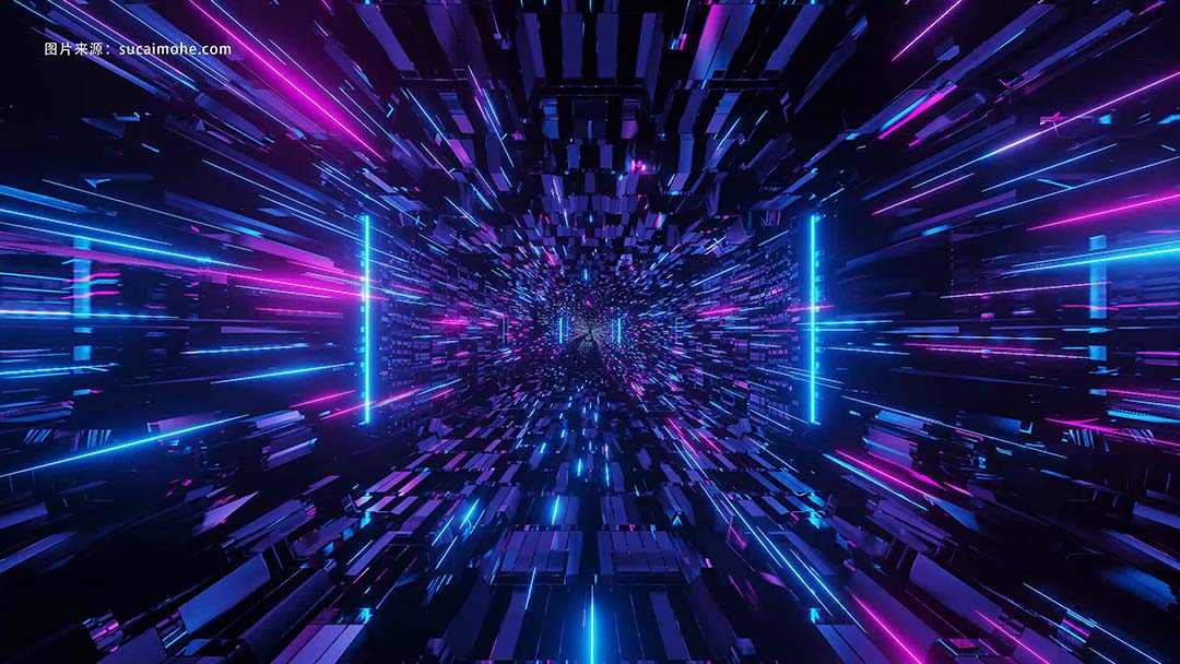   3d插图蓝紫色未来科幻科技灯炫酷背景 