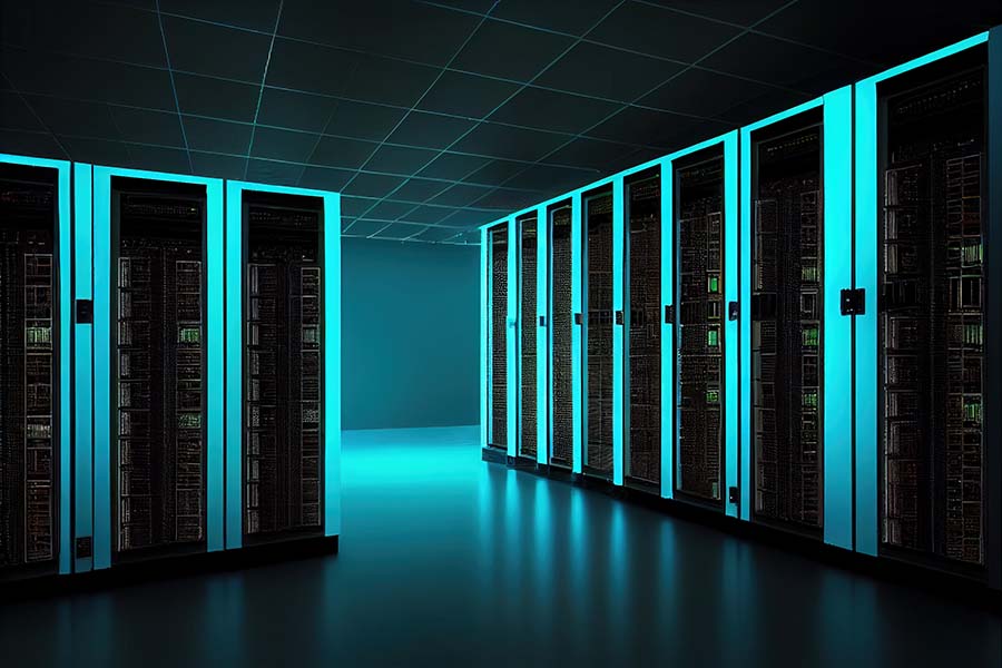 服务器机架计算机网络安全服务器机房数据中心深蓝生成ai