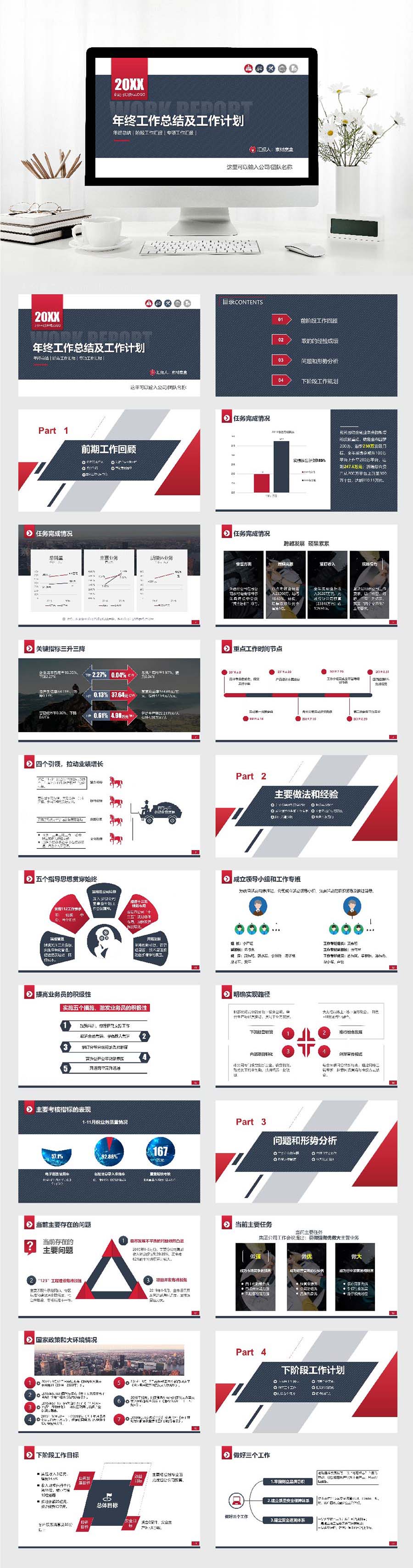 大气实用年终工作总结PPT模板