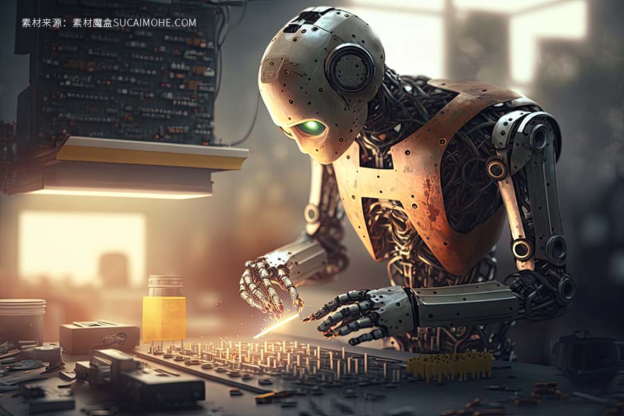 机器工厂人工智能生成的仿人机器人