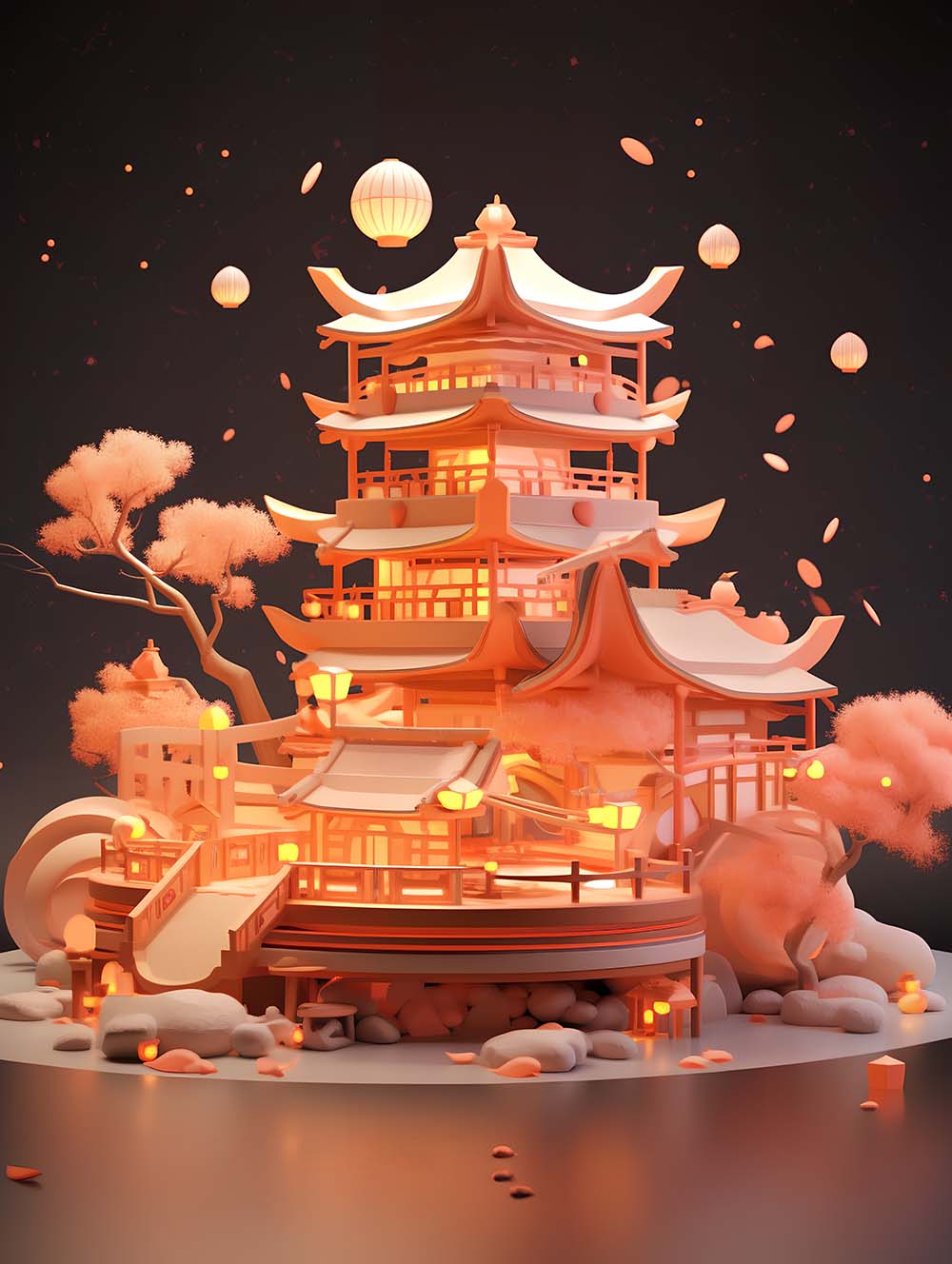 中秋节3D广寒宫元素