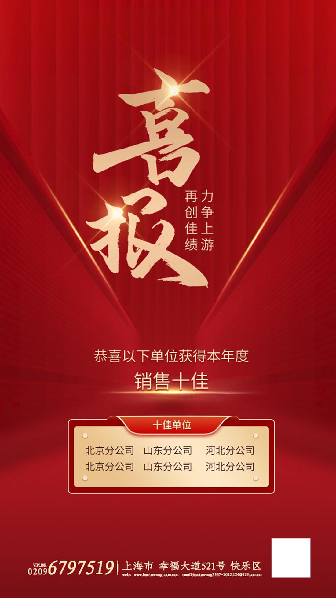 红色企业喜报海报设计PSD源文件