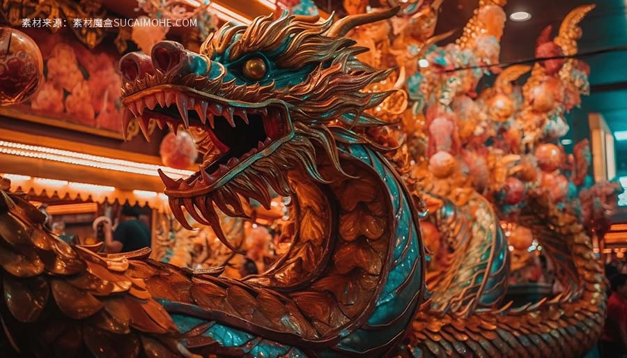 五彩3D龙像象征着人工智能产生的中国精神