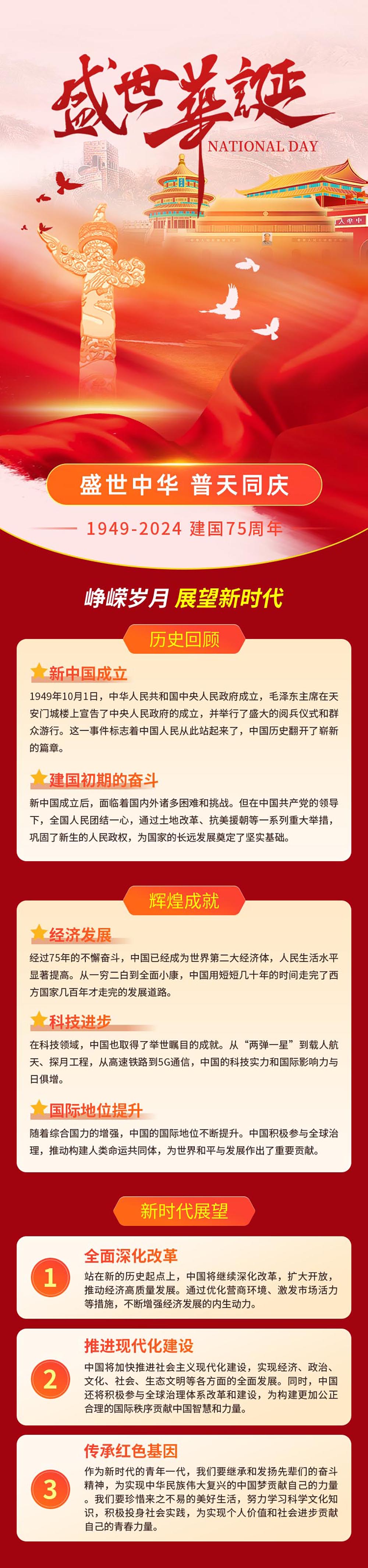 国庆节盛世华诞国庆礼遇H5长图