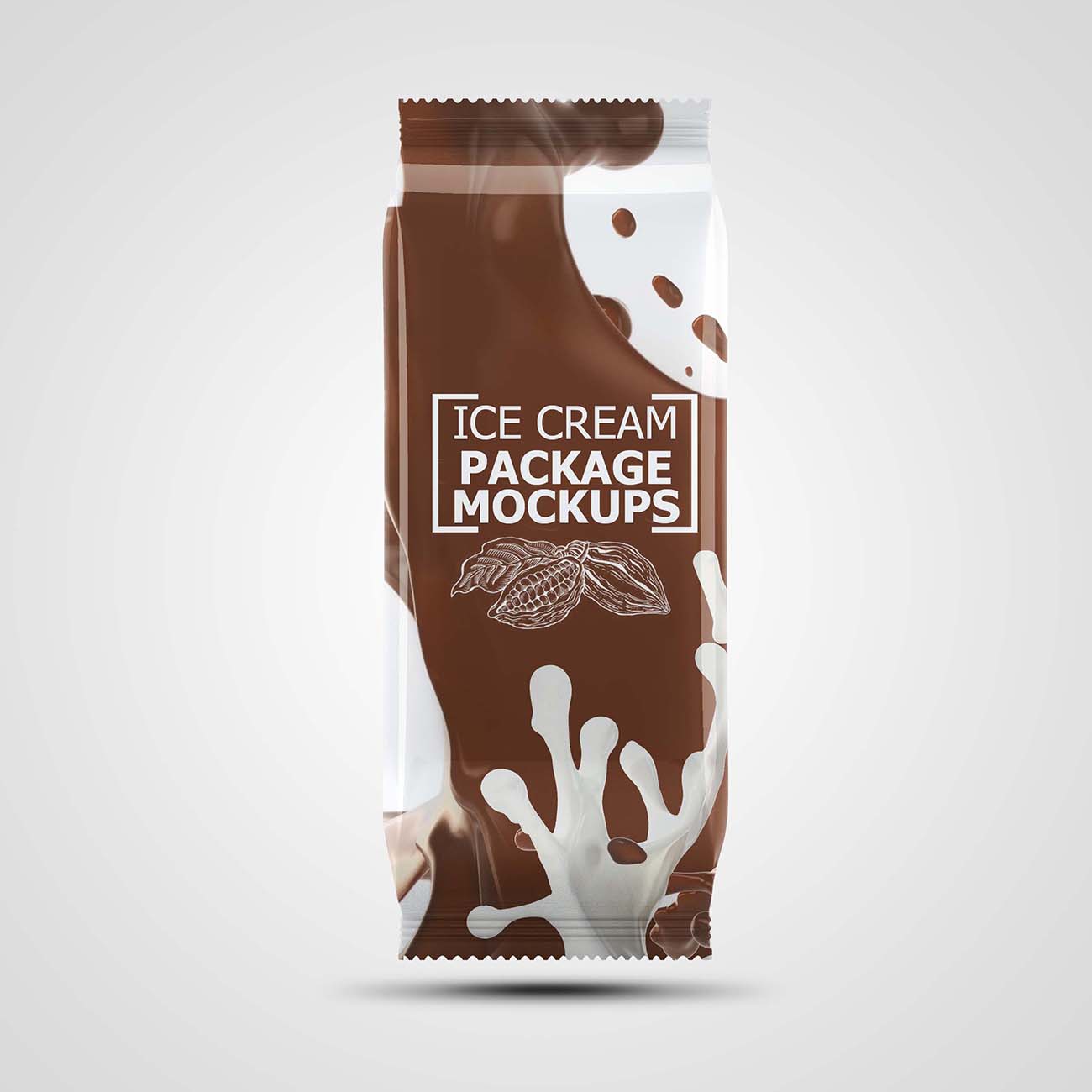 巧克力味冰淇淋塑料袋包装样机PSD源文件09 Ice Cream Package Mockup