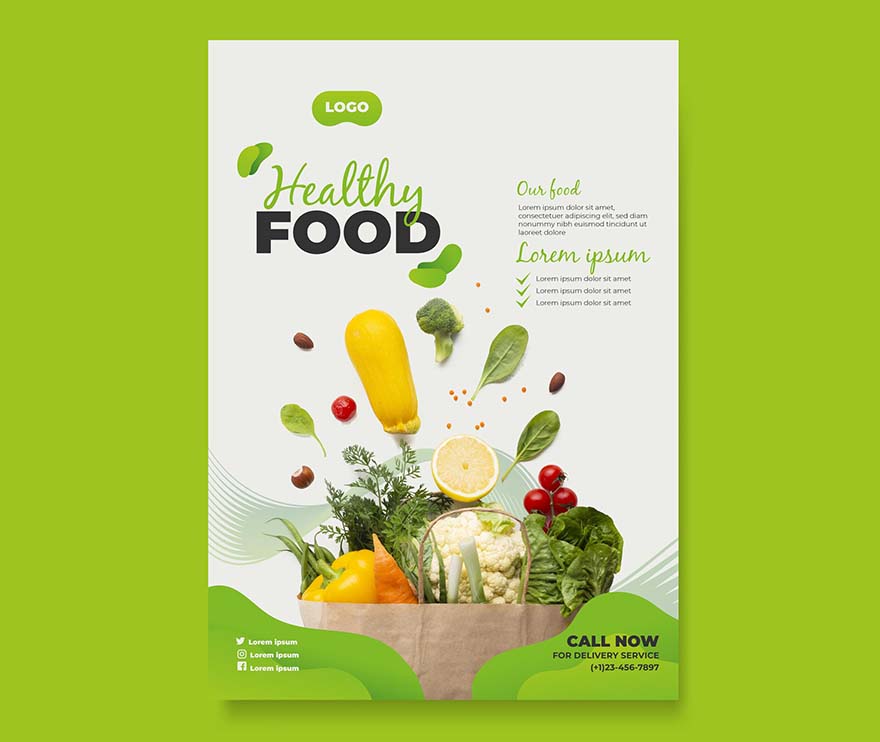 健康食品海报设计PSD素材源文件healthy-food-poster-template