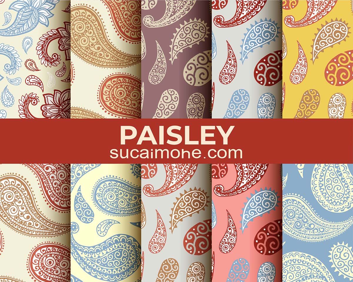 十种欧式国潮风布纹纹理背景AI源文件conjunto-patrones-paisley