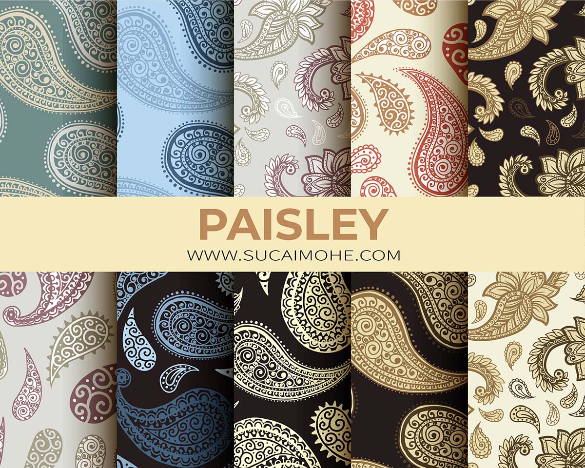 10种欧式布纹图案纹理背景eps源文件paisley-pattern-collection