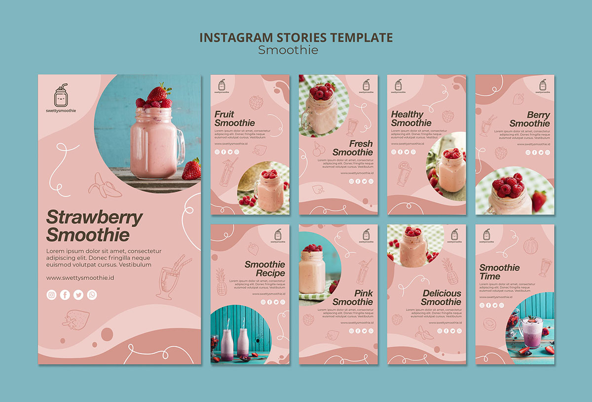 饮品海报设计PSD源文件fresh-smoothie-instagram-stories