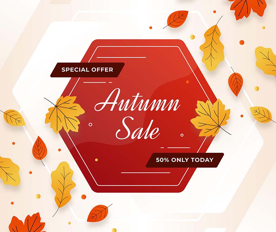 秋季促销标签flat-autumn-sale-promotion