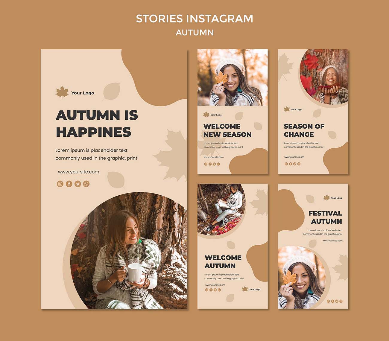 秋季销售促销海报设计PSD源文件autumn-instagram-stories