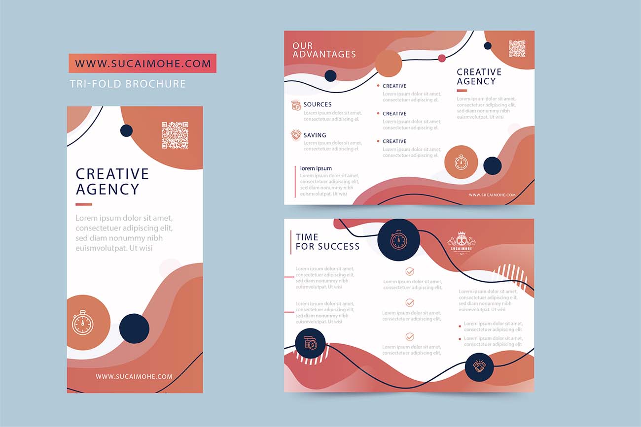 抽象的商务时尚小册子与流体设计abstract Trifold Brochure With Fluid Design 设计素材 素材魔盒网 免费素材下载