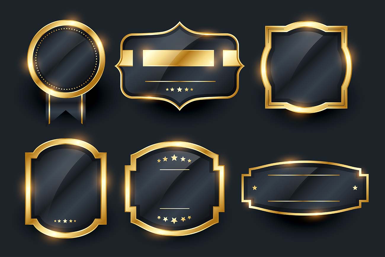 豪华金色LOGO花纹和标签设计源文件luxury-golden-badge-labels-set-design