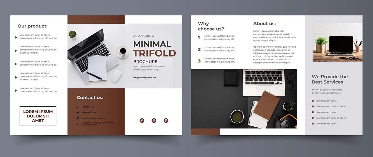 欧式商务三折页小册子模板矢量minimal-trifold-brochure-template