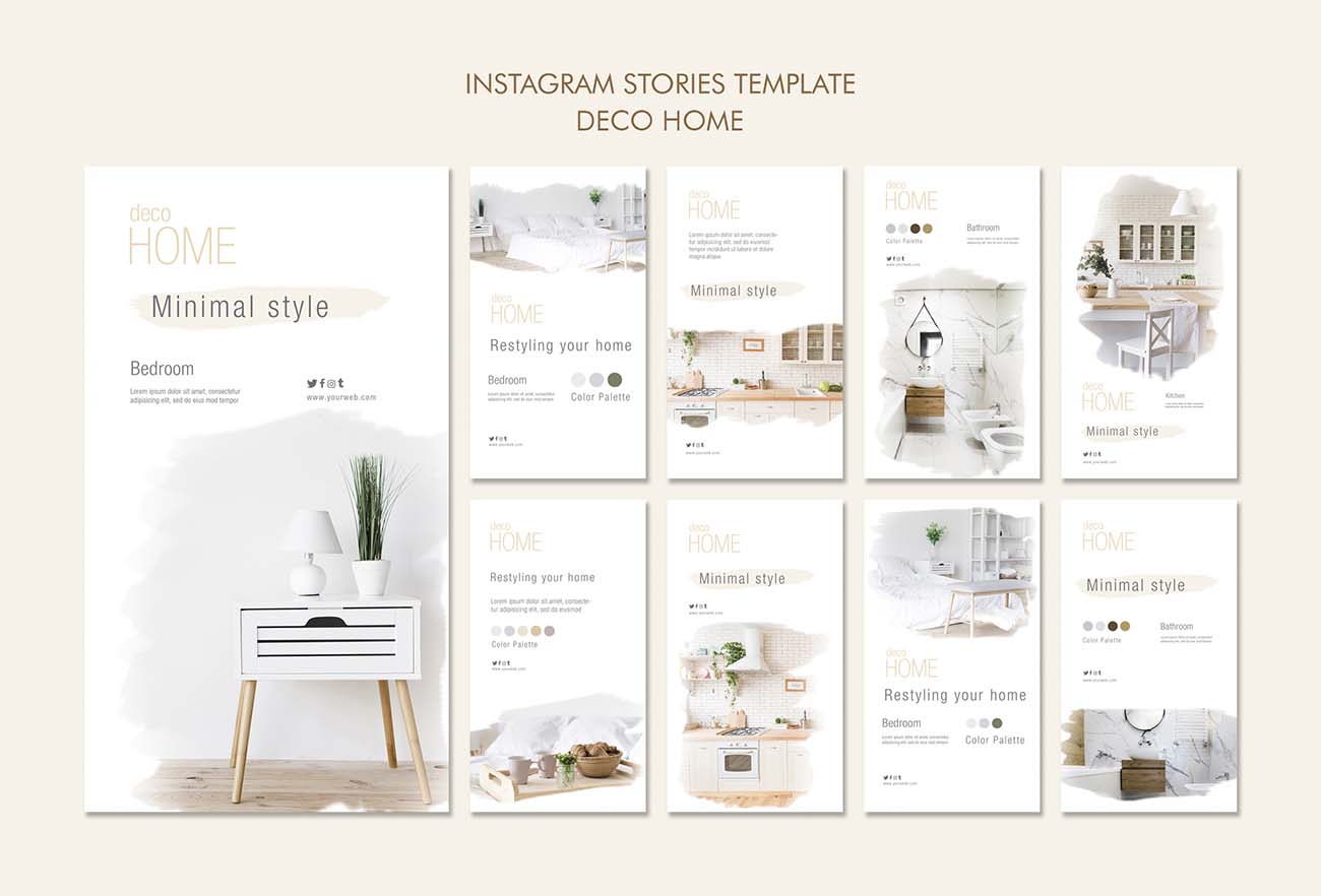9张欧式装饰家居概念海报设计PSD源文件deco-home-concept-instagram-stories-template