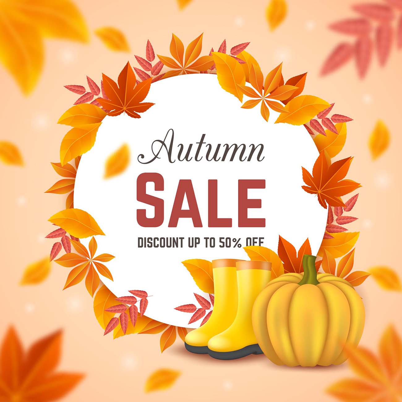 秋季销售广告插图autumn-sale-advertise-illustrated