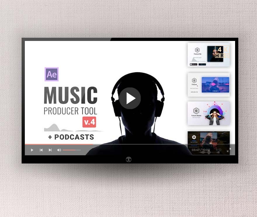 AE模板-漂亮简洁音频可视化APP音乐商店图文展示宣传介绍包装 Audio Visualization/Music Producer Tool