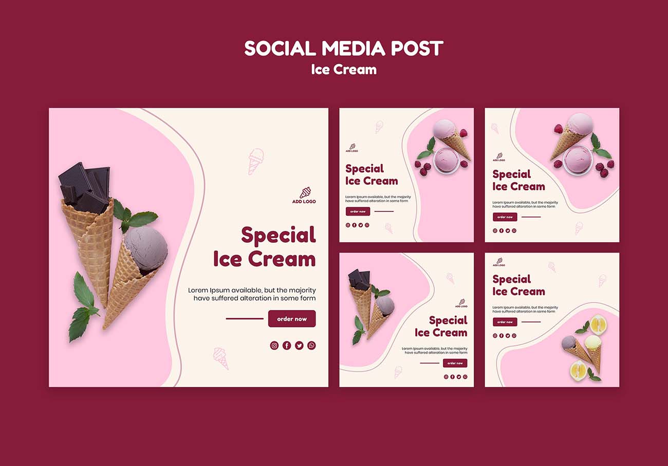 冰淇淋店社交媒体发布Psd源文件ice-cream-shop-social-media-post