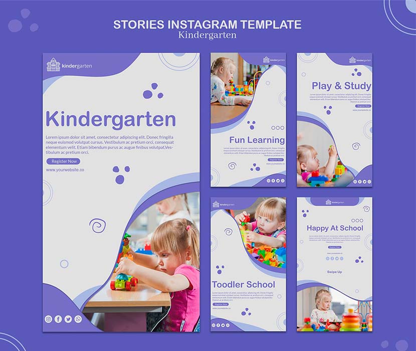 幼儿园海报设计模板PSD源文件Psdkindergarten-instagram-stories-template