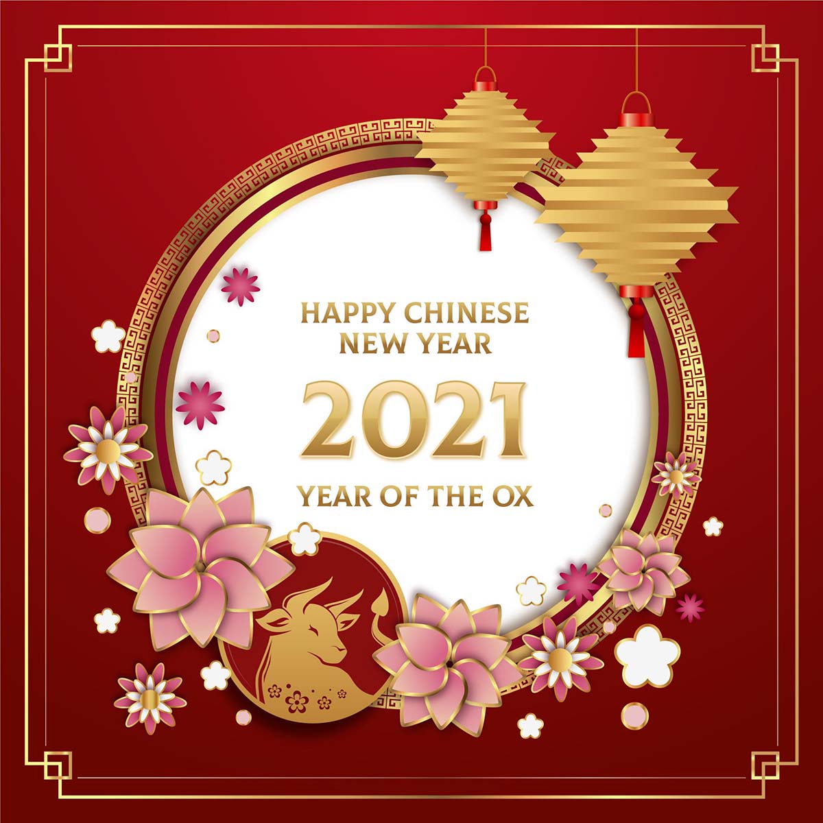 春节红金灯笼海报背景设计源文件golden-chinese-new-year-2021