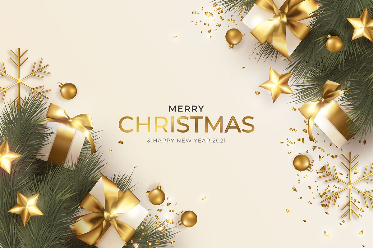 快乐圣诞贺卡与现实的圣诞节装饰矢量merry-christmas-greeting-card-with-realistic-christmas-decoration