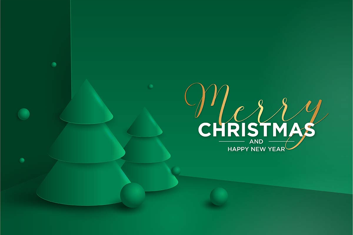 3d圣诞快乐，新年卡与圣诞树矢量3d-merry-christmas-and-new-year-card-with-christmas-tree