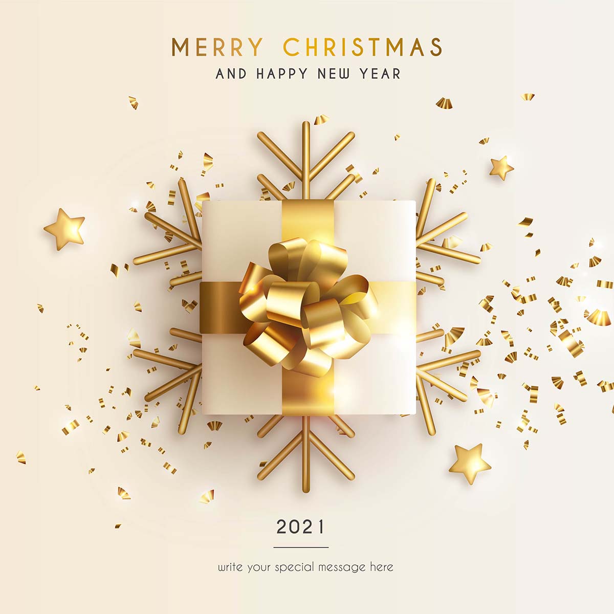 圣诞节和新年贺卡与现实的礼物和星星矢量minimal-christmas-and-new-year-greeting-card-with-realistic-pres