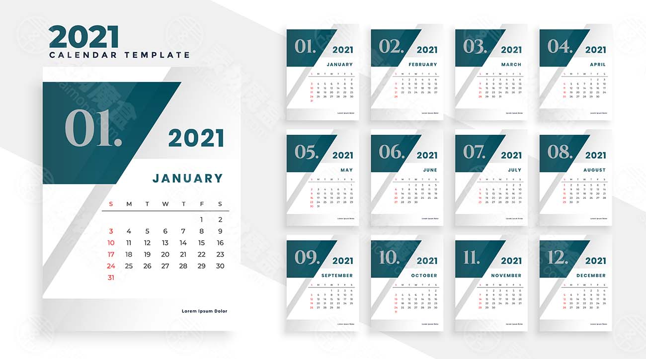新年现代日历设计模板矢量2021-new-year-modern-calendar-design-template
