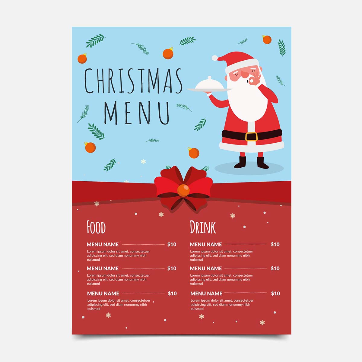 平面设计中的圣诞菜单模板免费矢量christmas-menu-template-flat-design