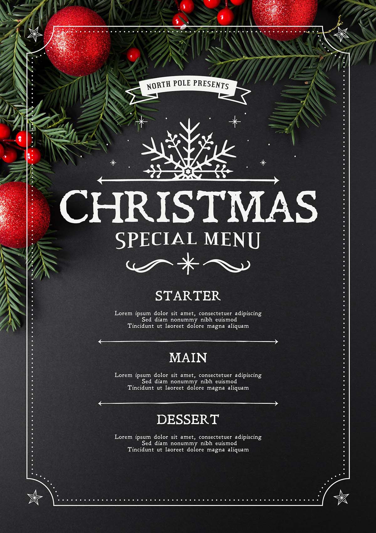 圣诞菜单模板矢量（不含图片）christmas-menu-template