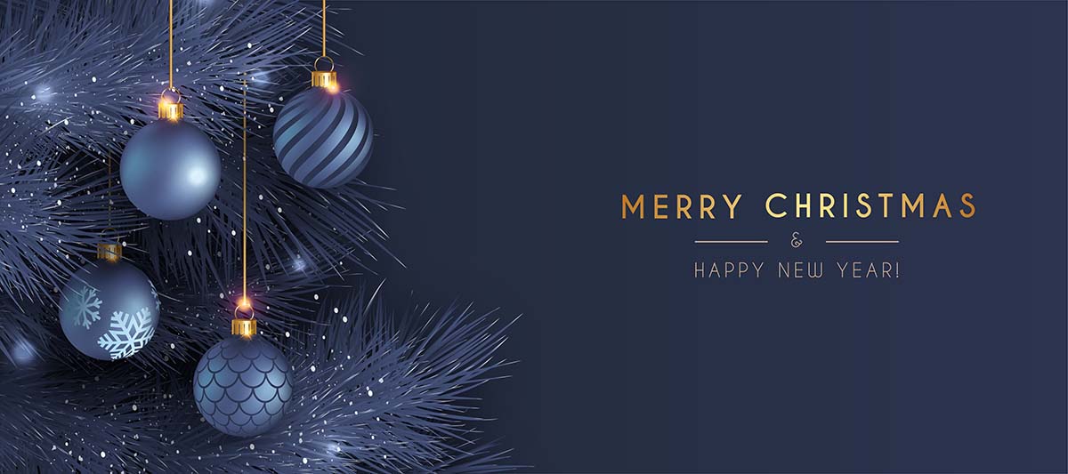 优雅的圣诞快乐和新年贺卡与现实的蓝色装饰矢量elegant-merry-christmas-new-year-card-with-realistic-bl