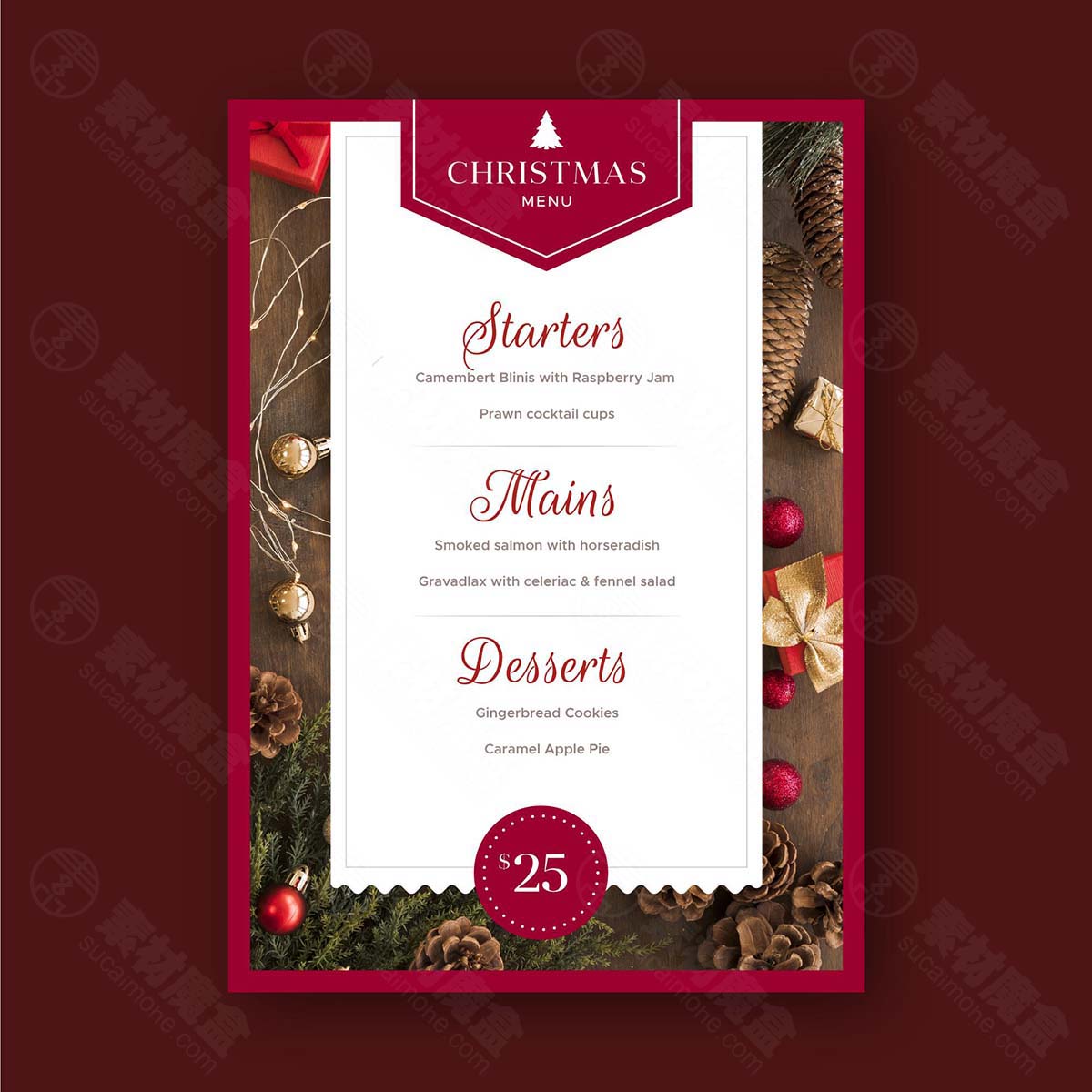 圣诞餐厅菜单模板（不含图片）christmas-restaurant-menu-template