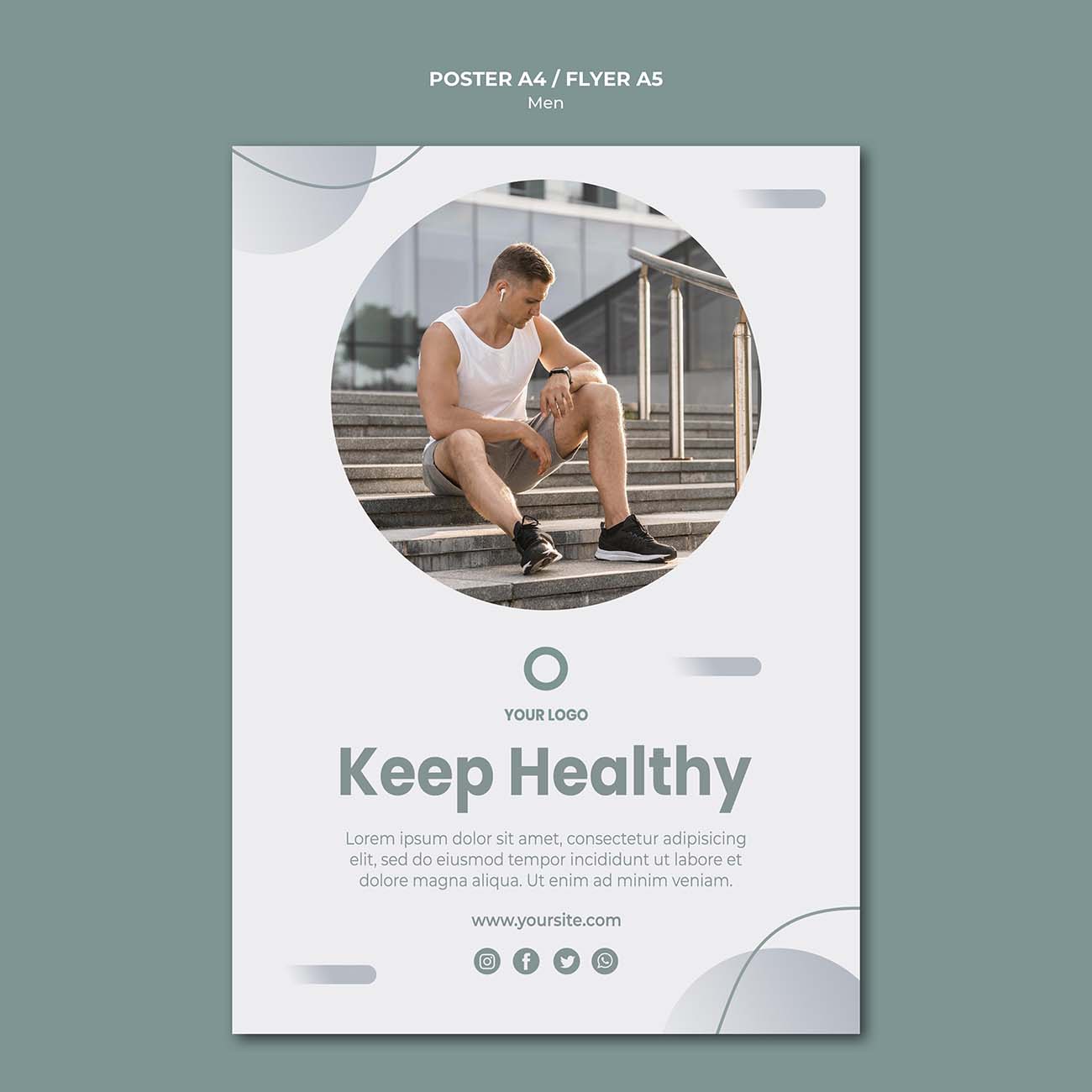 运动健康传单页创意设计PSD源文件keep-yourself-healthy-flyer-template