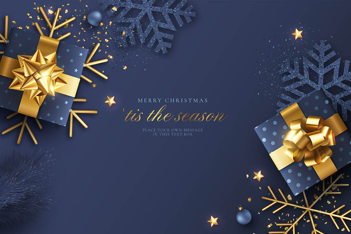 蓝色和金色的现实圣诞节背景矢量源文件blue-golden-realistic-christmas-background