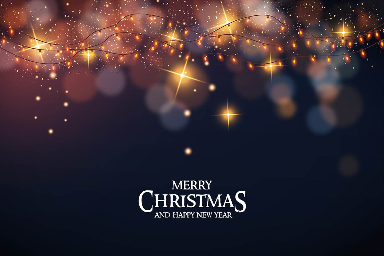 圣诞快乐，圣诞灯和散景矢量源文件merry-christmas-with-christmas-lights-and-bokeh