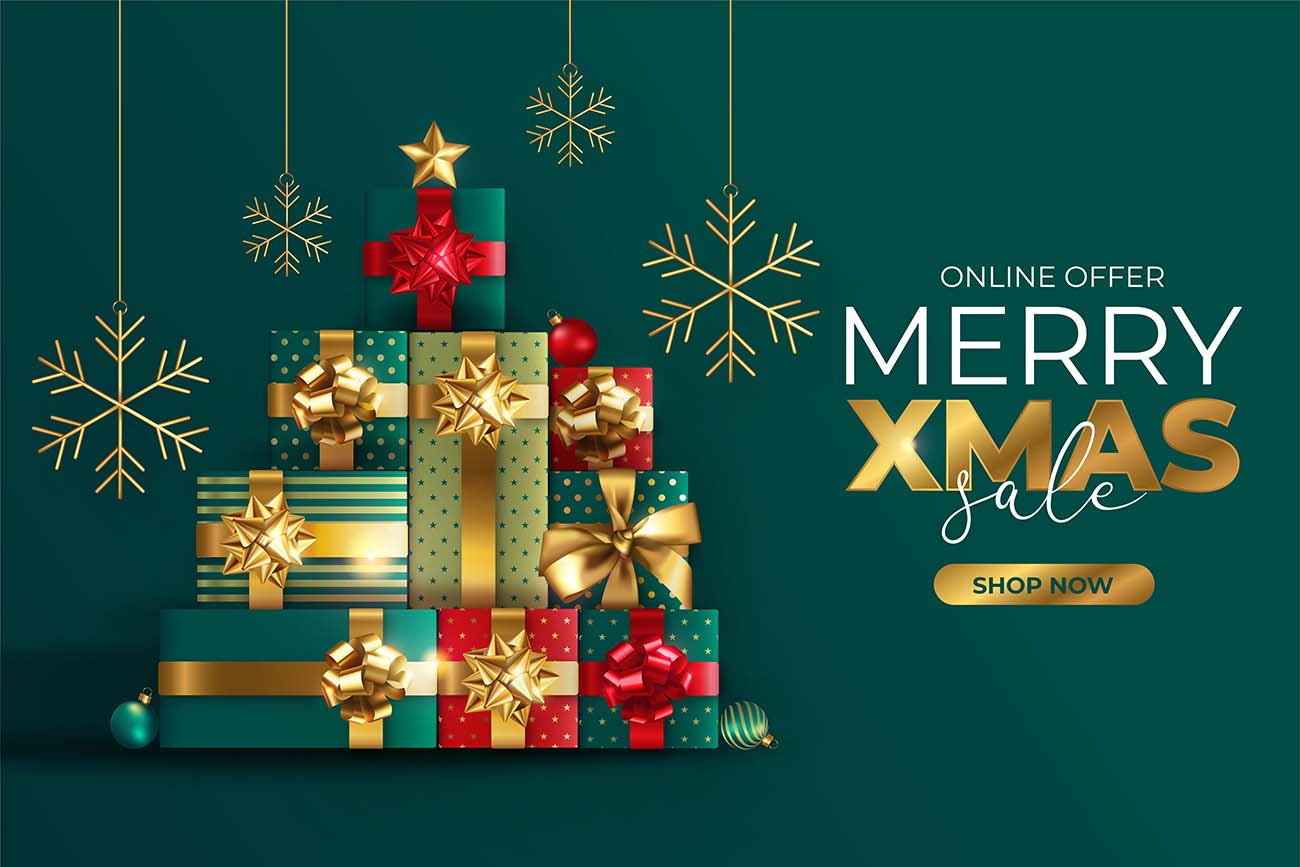 写实的圣诞节销售横幅与树制成的礼物矢源文件realistic-christmas-sale-banner-with-tree-made-presents