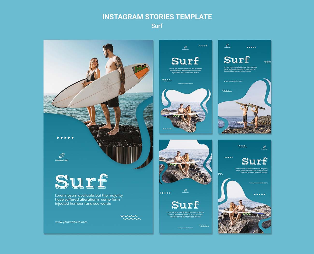 张度假冲浪海报设计PSD源文件surf-relax-instagram-stories-template