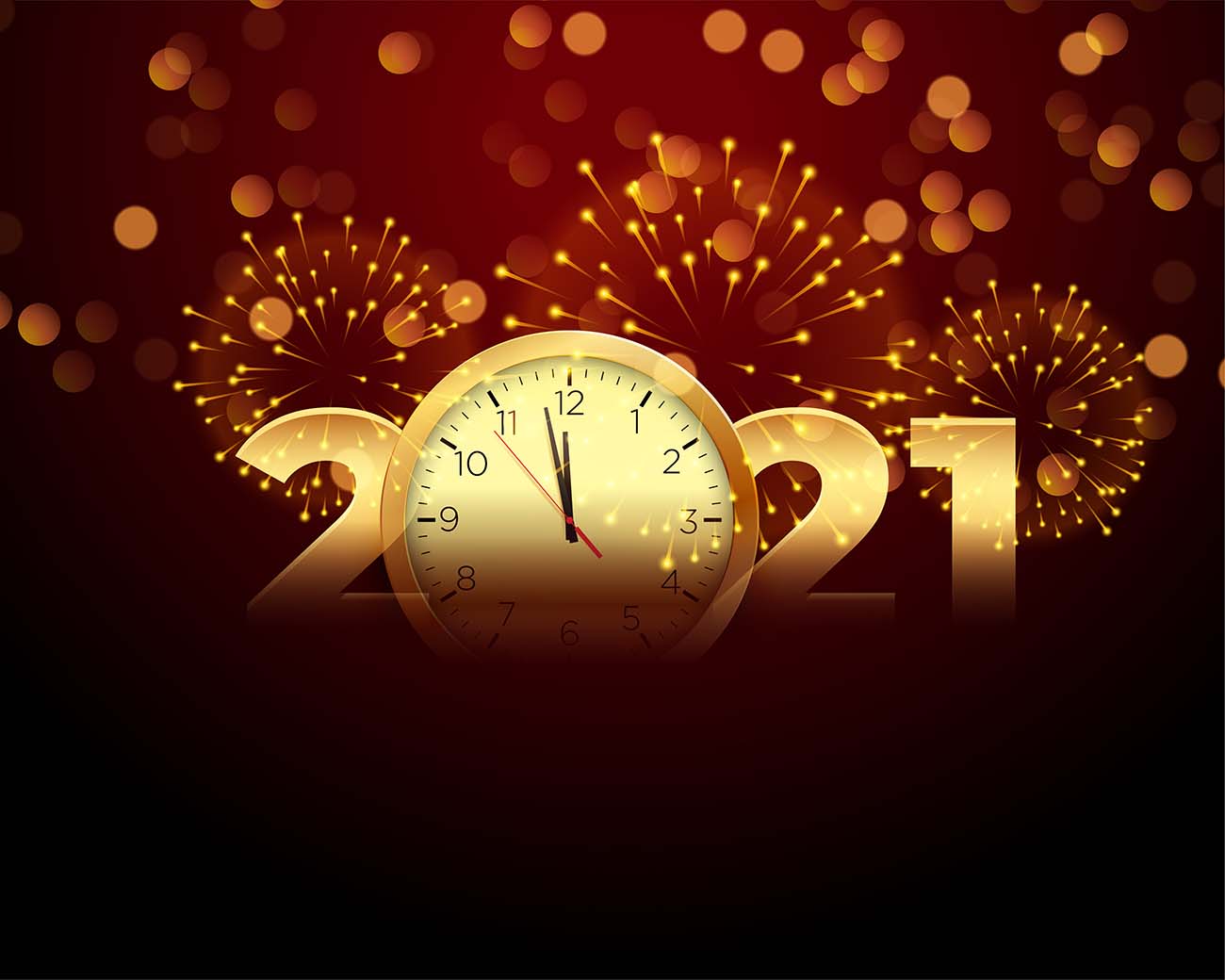 21新年快乐 时钟和烟花背景矢量源文件21 Happy New Year With Clock And Firework Background 设计素材 素材魔盒网 免费素材下载