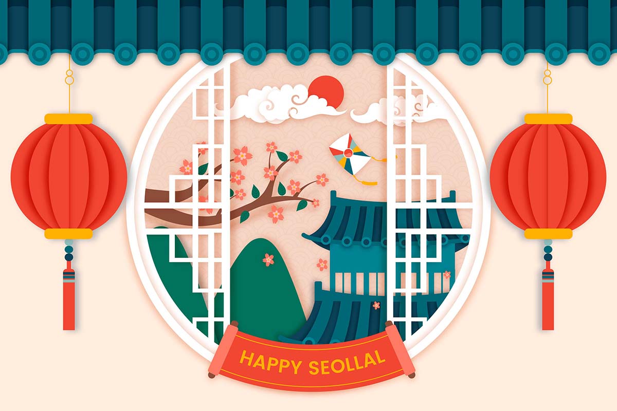 传统的红灯笼韩国新年矢量源文件traditional-red-lanterns-korean-new-year